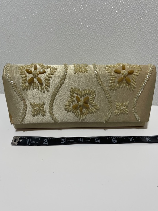 Handbags - 3/$30 Embellished Cream Evening Clutch FLAWS